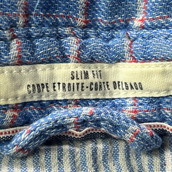 Levis Long Sleeve Button Up Shirt Blue Plaid Slim Fit Medium Mens Medium * - Picture 4 of 10